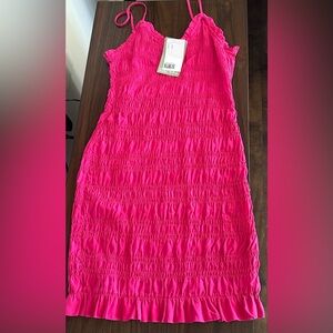 Brand New Hot Pink H&M form fitting midi dress, size Small